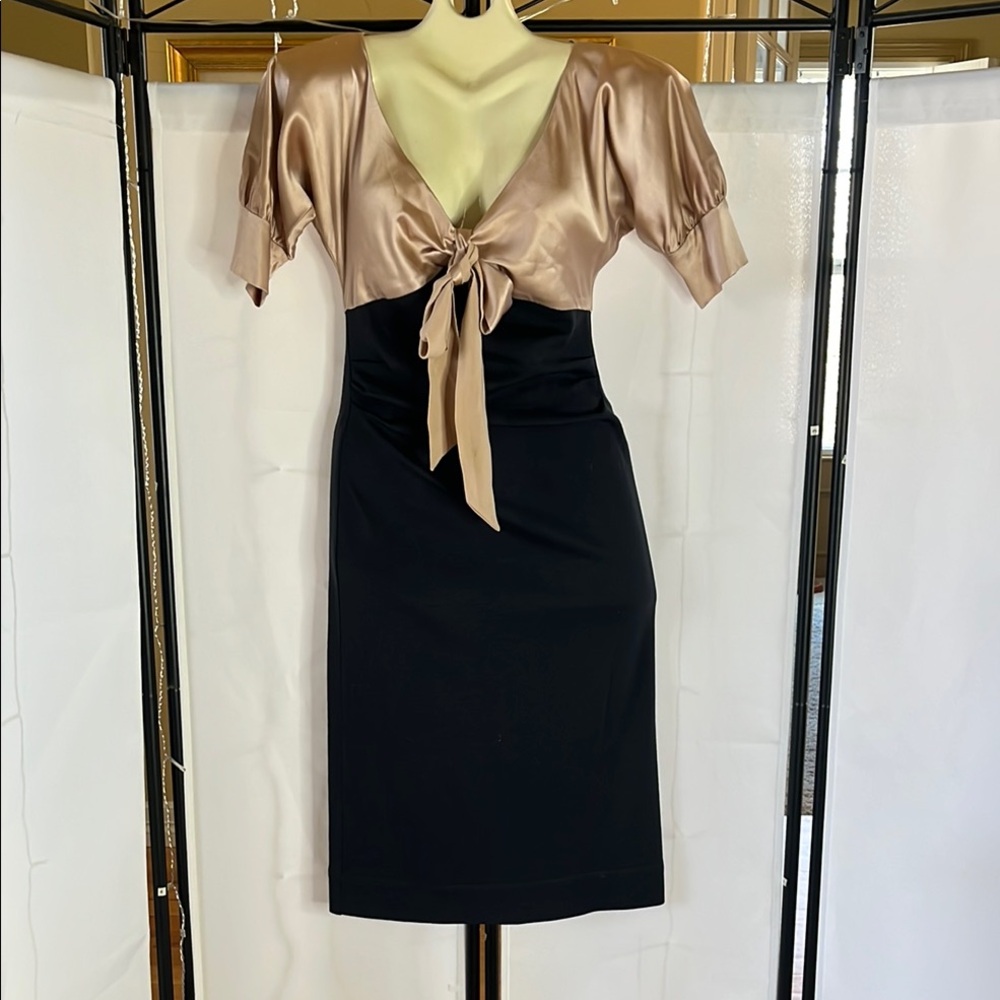 Diane Von Furstenberg Kitt Silk Satin Wool Pencil Dress